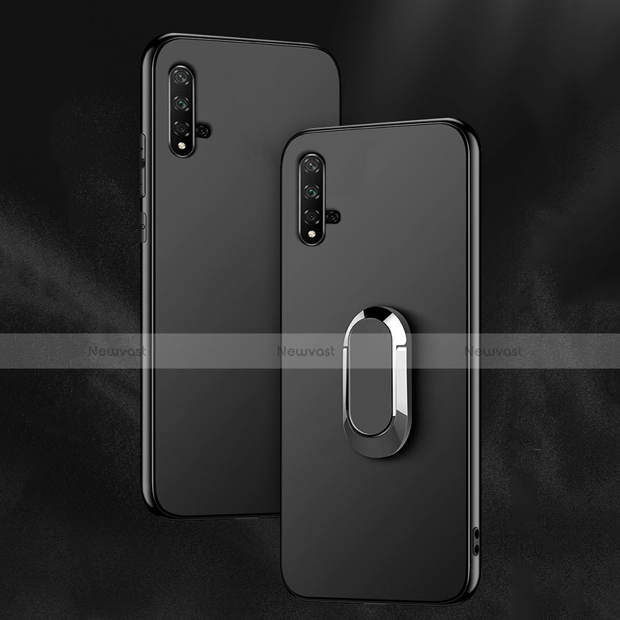 Ultra-thin Silicone Gel Soft Case Cover with Magnetic Finger Ring Stand for Huawei Nova 5T