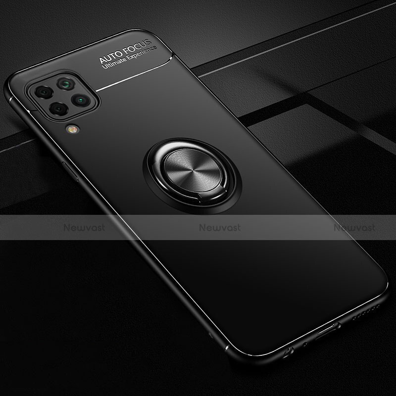 Ultra-thin Silicone Gel Soft Case Cover with Magnetic Finger Ring Stand for Huawei Nova 6 SE Black