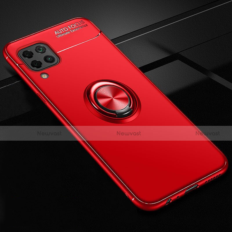 Ultra-thin Silicone Gel Soft Case Cover with Magnetic Finger Ring Stand for Huawei Nova 7i Red
