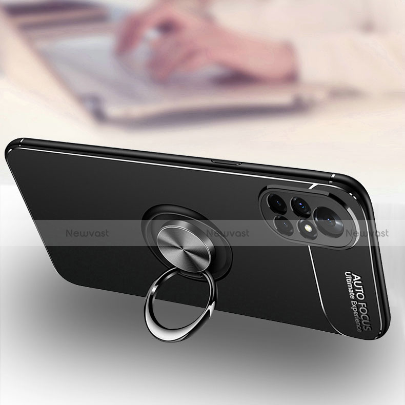 Ultra-thin Silicone Gel Soft Case Cover with Magnetic Finger Ring Stand for Huawei Nova 8 Pro 5G