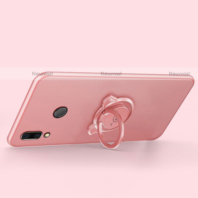 Ultra-thin Silicone Gel Soft Case Cover with Magnetic Finger Ring Stand for Huawei P Smart (2019)