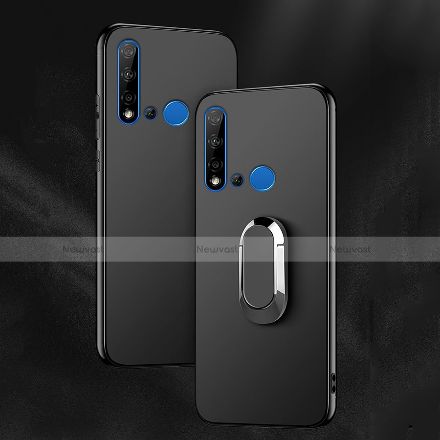 Ultra-thin Silicone Gel Soft Case Cover with Magnetic Finger Ring Stand for Huawei P20 Lite (2019)
