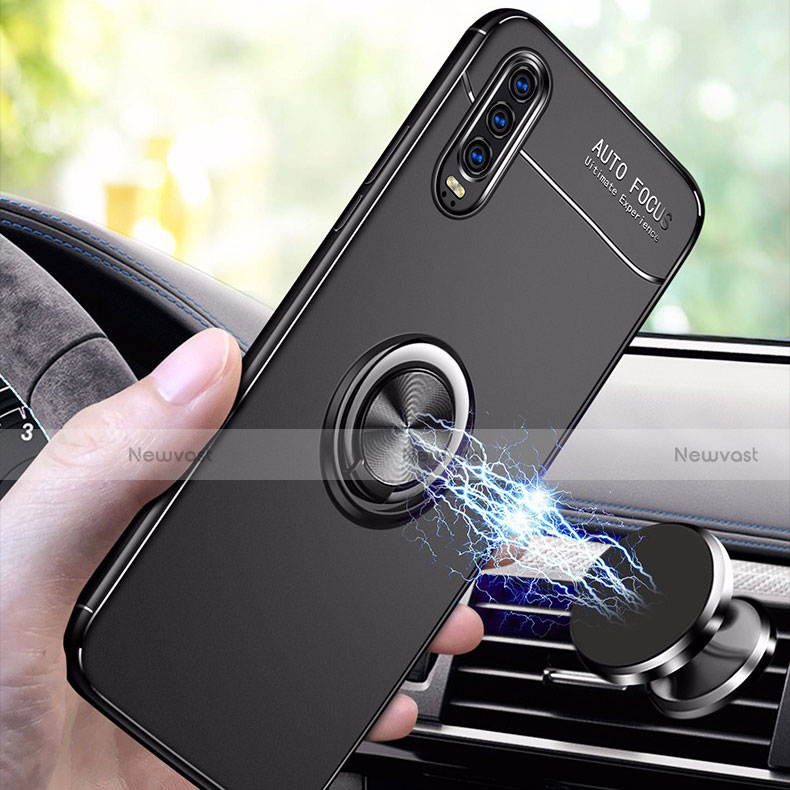Ultra-thin Silicone Gel Soft Case Cover with Magnetic Finger Ring Stand for Huawei P30