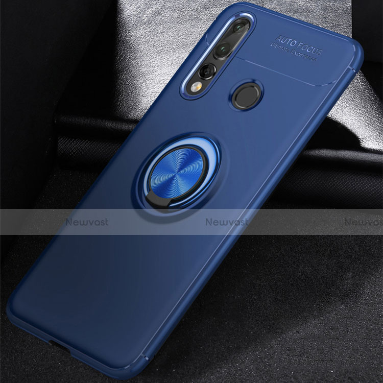Ultra-thin Silicone Gel Soft Case Cover with Magnetic Finger Ring Stand for Huawei P30 Lite Blue