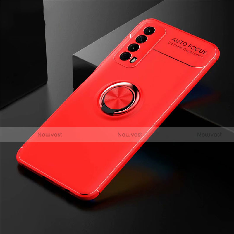 Ultra-thin Silicone Gel Soft Case Cover with Magnetic Finger Ring Stand for Huawei Y7a