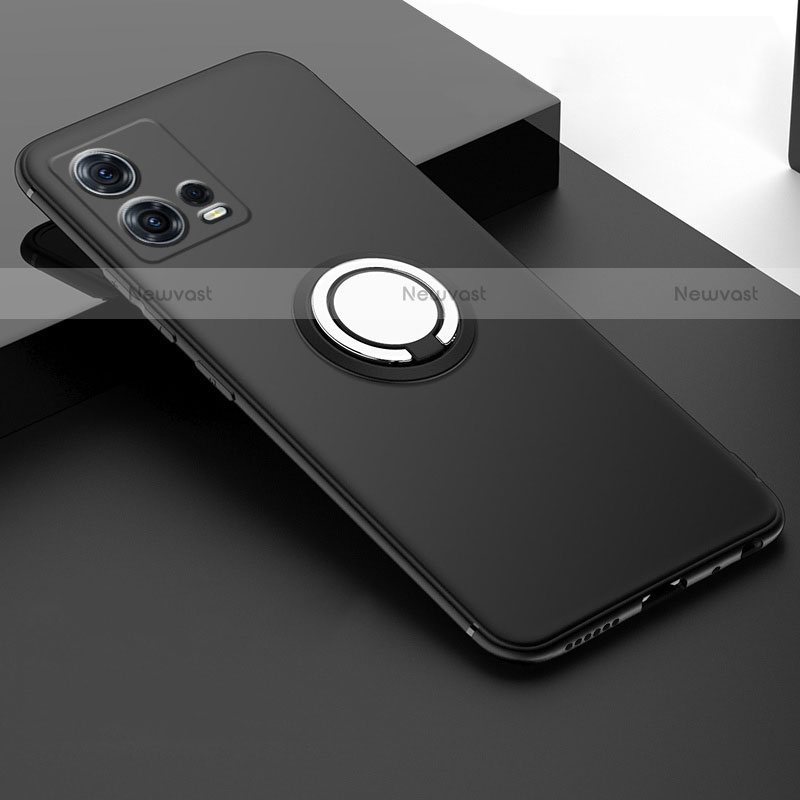 Ultra-thin Silicone Gel Soft Case Cover with Magnetic Finger Ring Stand for Motorola Moto Edge 30 Fusion 5G Black