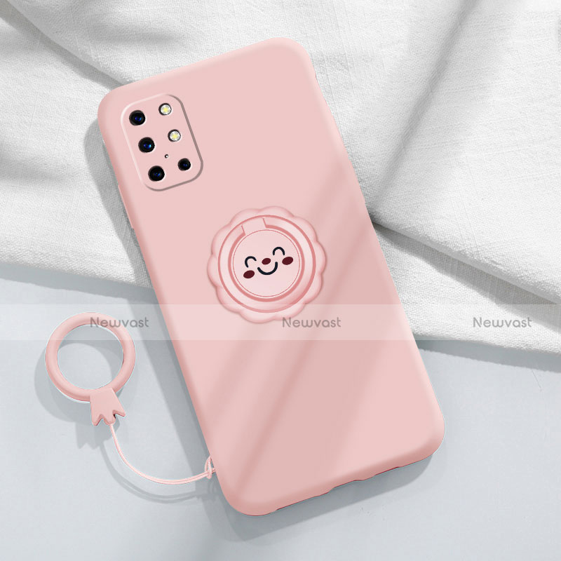 Ultra-thin Silicone Gel Soft Case Cover with Magnetic Finger Ring Stand for OnePlus 8T 5G