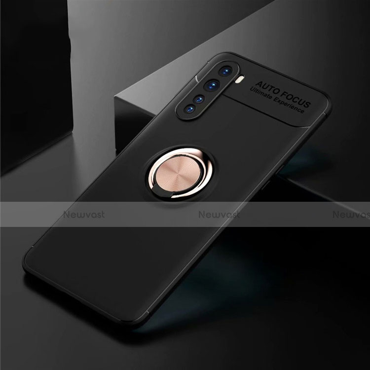 Ultra-thin Silicone Gel Soft Case Cover with Magnetic Finger Ring Stand for OnePlus Nord Gold and Black