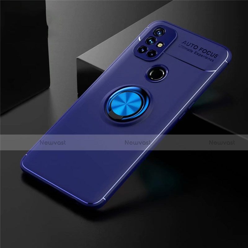Ultra-thin Silicone Gel Soft Case Cover with Magnetic Finger Ring Stand for OnePlus Nord N10 5G Blue