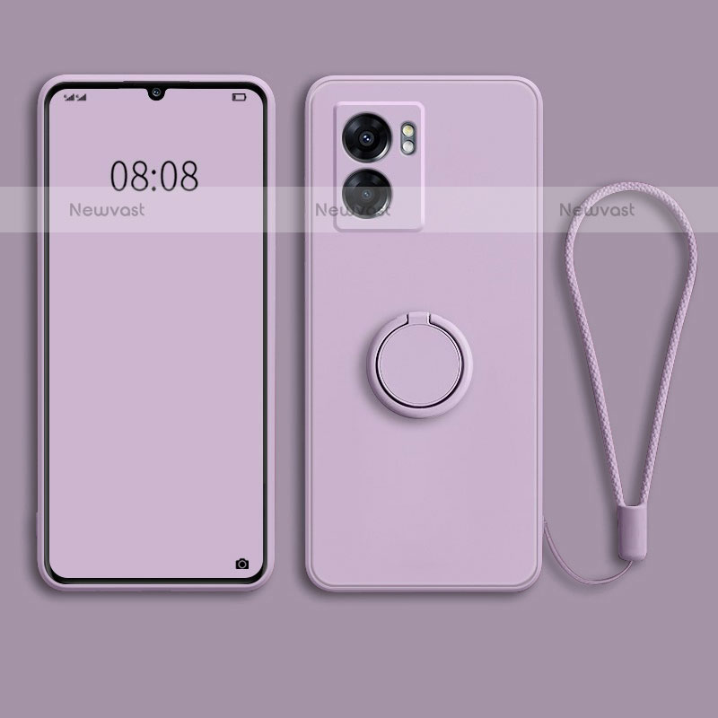 Ultra-thin Silicone Gel Soft Case Cover with Magnetic Finger Ring Stand for OnePlus Nord N300 5G