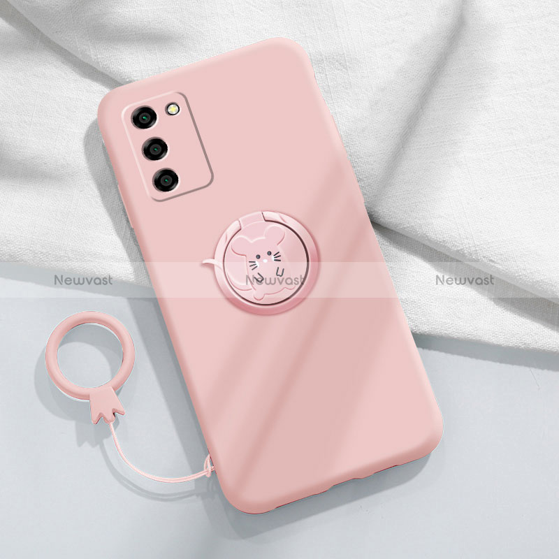 Ultra-thin Silicone Gel Soft Case Cover with Magnetic Finger Ring Stand for Oppo A53s 5G