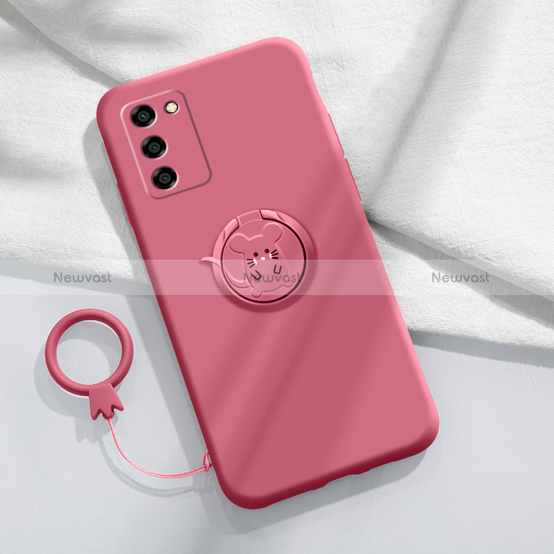 Ultra-thin Silicone Gel Soft Case Cover with Magnetic Finger Ring Stand for Oppo A53s 5G