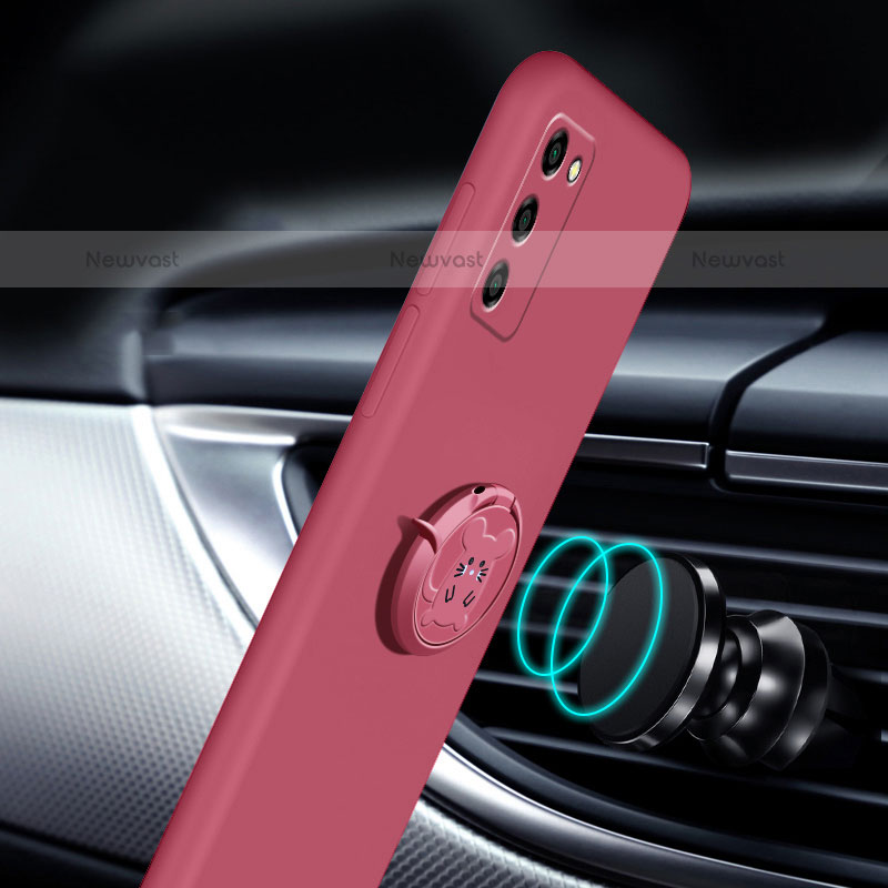 Ultra-thin Silicone Gel Soft Case Cover with Magnetic Finger Ring Stand for Oppo A55S 5G