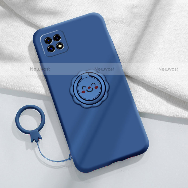 Ultra-thin Silicone Gel Soft Case Cover with Magnetic Finger Ring Stand for Oppo A72 5G