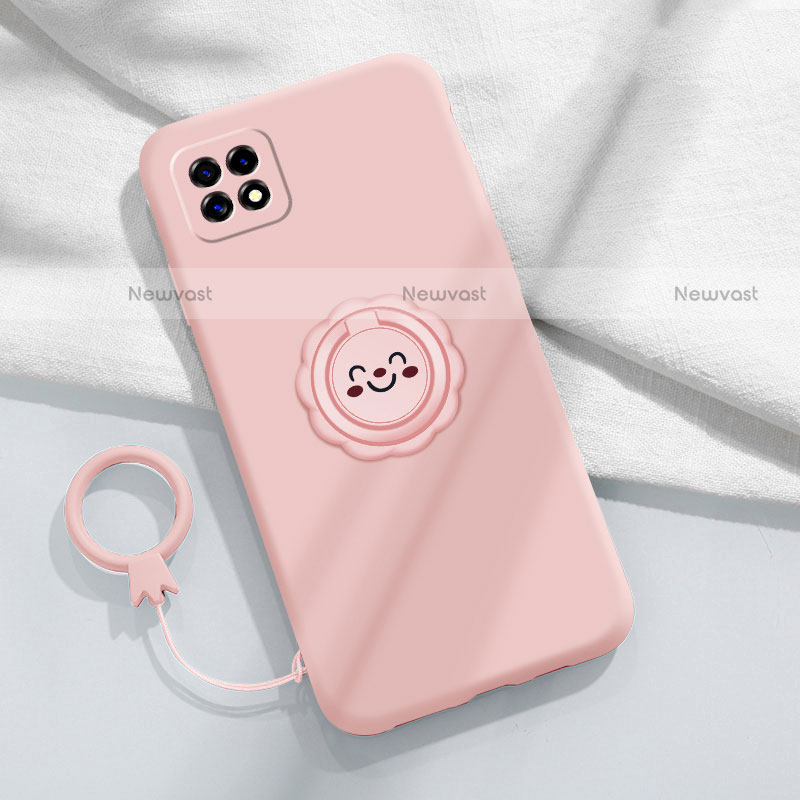 Ultra-thin Silicone Gel Soft Case Cover with Magnetic Finger Ring Stand for Oppo A72 5G