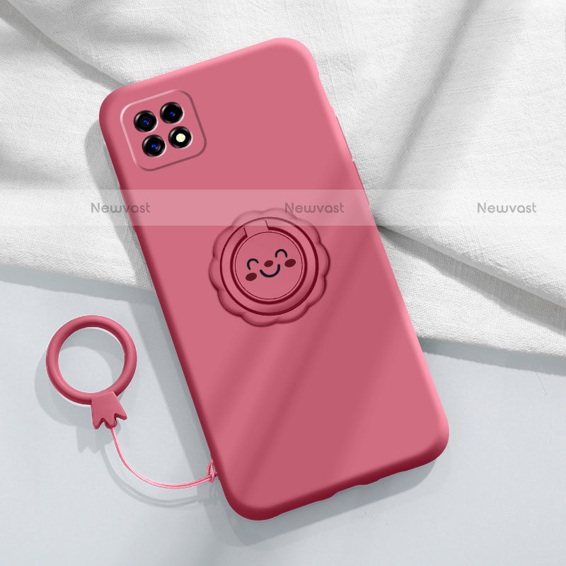 Ultra-thin Silicone Gel Soft Case Cover with Magnetic Finger Ring Stand for Oppo A72 5G