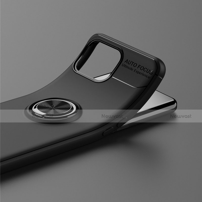 Ultra-thin Silicone Gel Soft Case Cover with Magnetic Finger Ring Stand for Oppo A73 (2020)