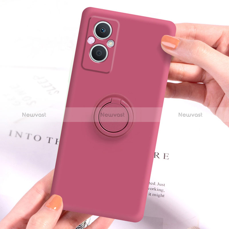 Ultra-thin Silicone Gel Soft Case Cover with Magnetic Finger Ring Stand for Oppo A96 5G