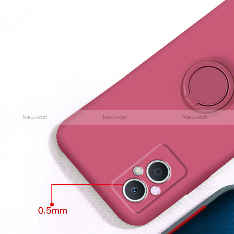 Ultra-thin Silicone Gel Soft Case Cover with Magnetic Finger Ring Stand for Oppo A96 5G