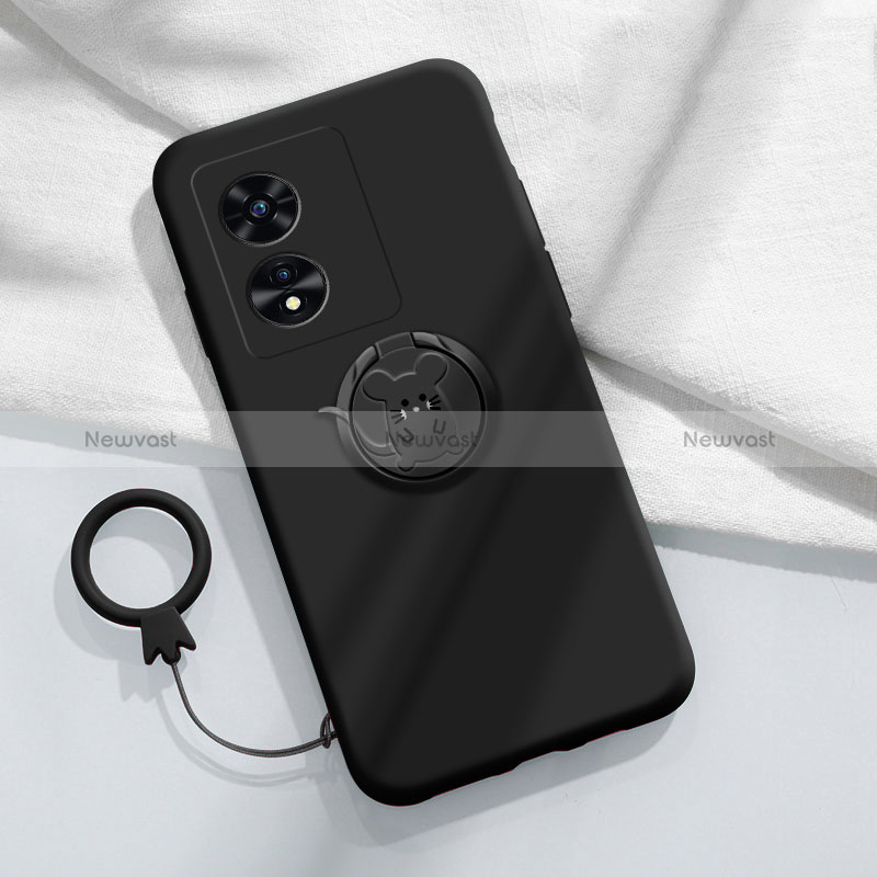 Ultra-thin Silicone Gel Soft Case Cover with Magnetic Finger Ring Stand for Oppo A97 5G