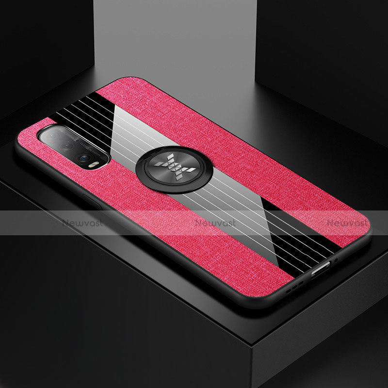 Ultra-thin Silicone Gel Soft Case Cover with Magnetic Finger Ring Stand for Oppo Find X2