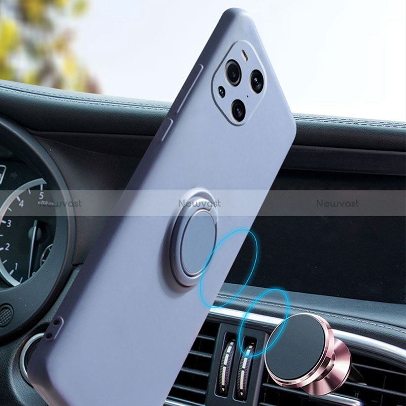 Ultra-thin Silicone Gel Soft Case Cover with Magnetic Finger Ring Stand for Oppo Find X3 5G