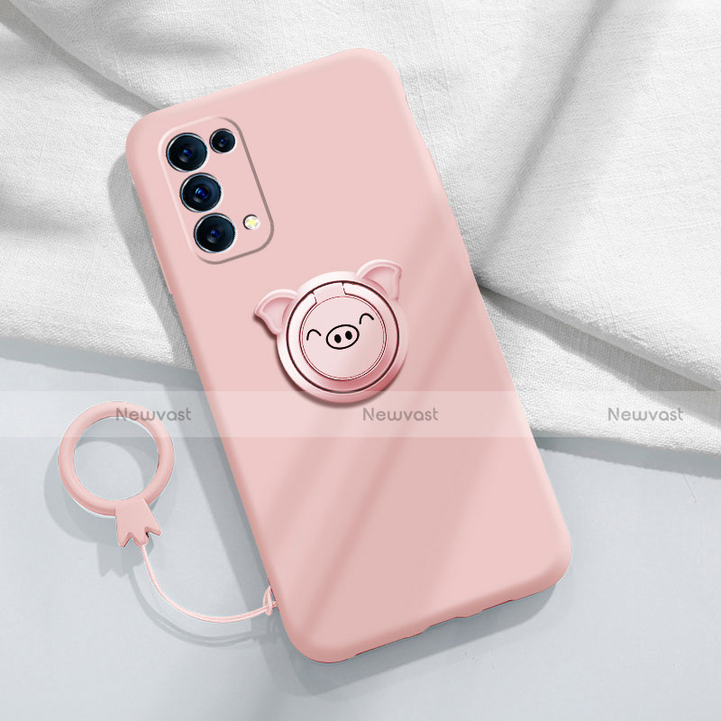 Ultra-thin Silicone Gel Soft Case Cover with Magnetic Finger Ring Stand for Oppo Find X3 Lite 5G