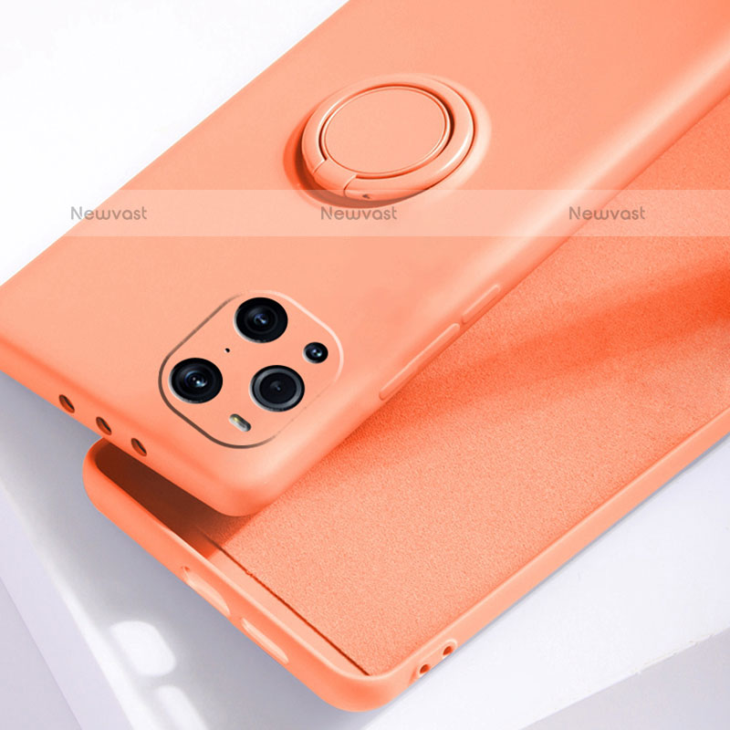 Ultra-thin Silicone Gel Soft Case Cover with Magnetic Finger Ring Stand for Oppo Find X3 Pro 5G