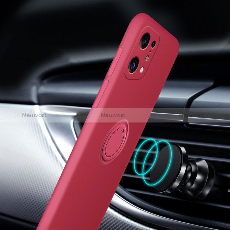 Ultra-thin Silicone Gel Soft Case Cover with Magnetic Finger Ring Stand for Oppo Find X5 5G