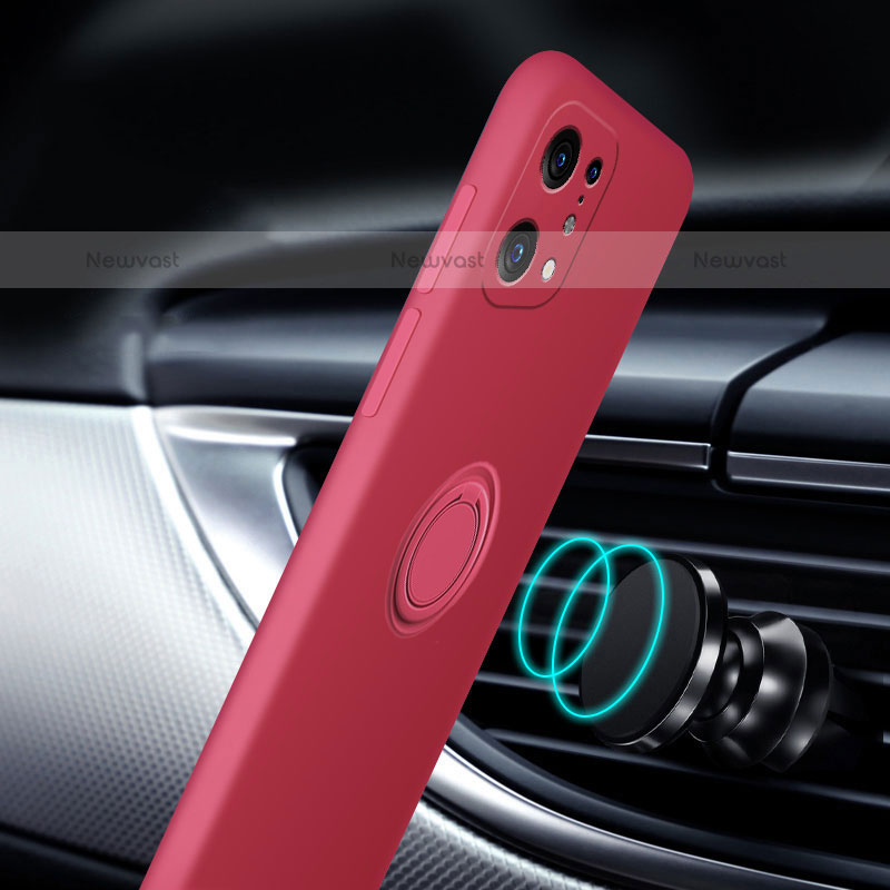 Ultra-thin Silicone Gel Soft Case Cover with Magnetic Finger Ring Stand for Oppo Find X5 Pro 5G