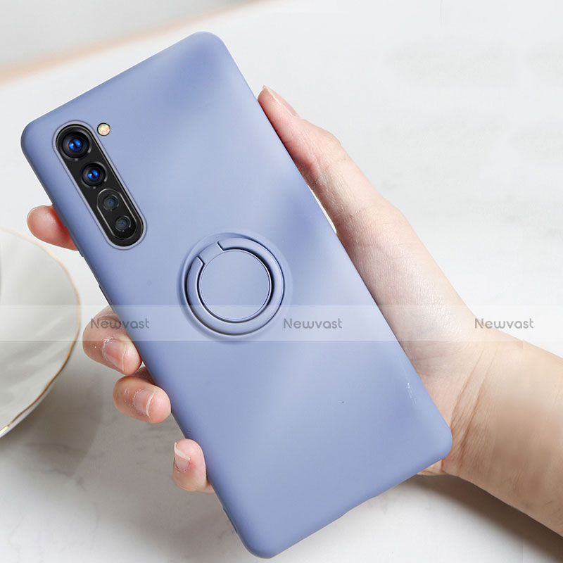 Ultra-thin Silicone Gel Soft Case Cover with Magnetic Finger Ring Stand for Oppo K7 5G