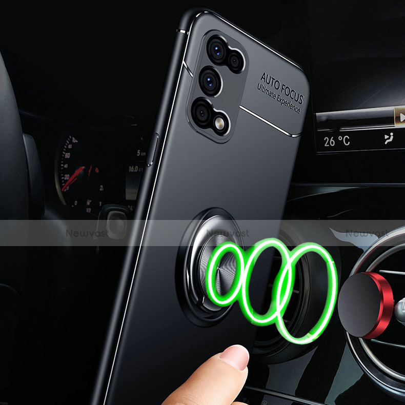 Ultra-thin Silicone Gel Soft Case Cover with Magnetic Finger Ring Stand for Oppo K7x 5G