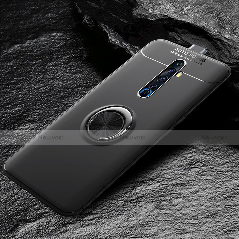 Ultra-thin Silicone Gel Soft Case Cover with Magnetic Finger Ring Stand for Oppo Reno2 Z Black