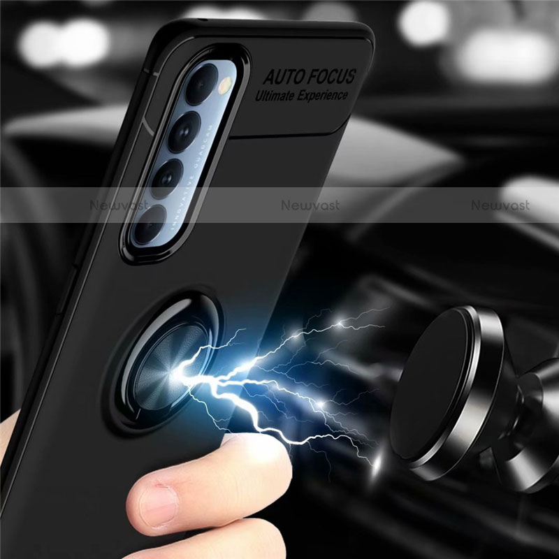 Ultra-thin Silicone Gel Soft Case Cover with Magnetic Finger Ring Stand for Oppo Reno4 Pro 4G