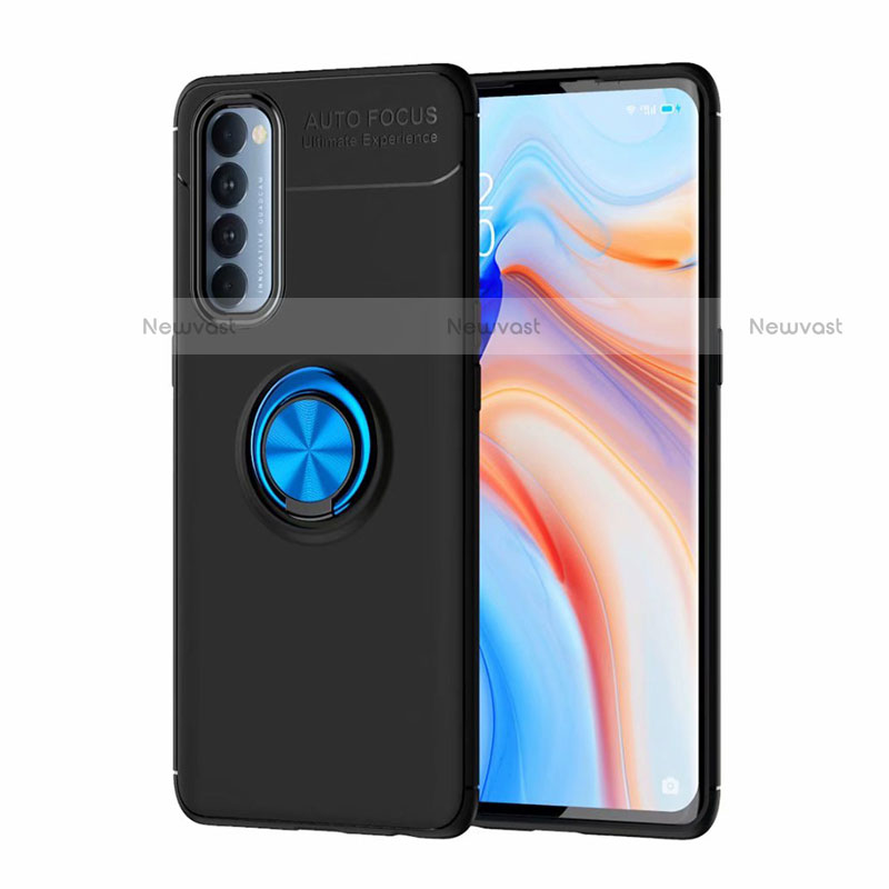 Ultra-thin Silicone Gel Soft Case Cover with Magnetic Finger Ring Stand for Oppo Reno4 Pro 4G