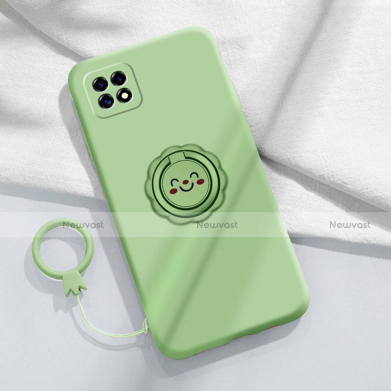 Ultra-thin Silicone Gel Soft Case Cover with Magnetic Finger Ring Stand for Oppo Reno4 SE 5G Matcha Green