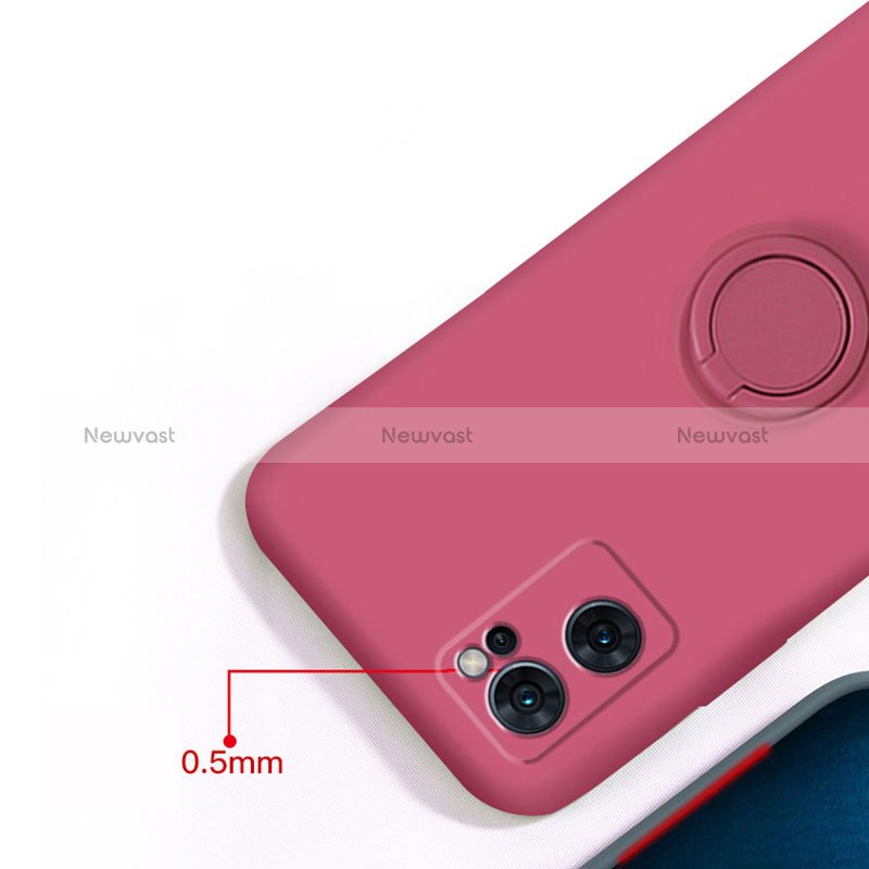 Ultra-thin Silicone Gel Soft Case Cover with Magnetic Finger Ring Stand for Oppo Reno6 5G