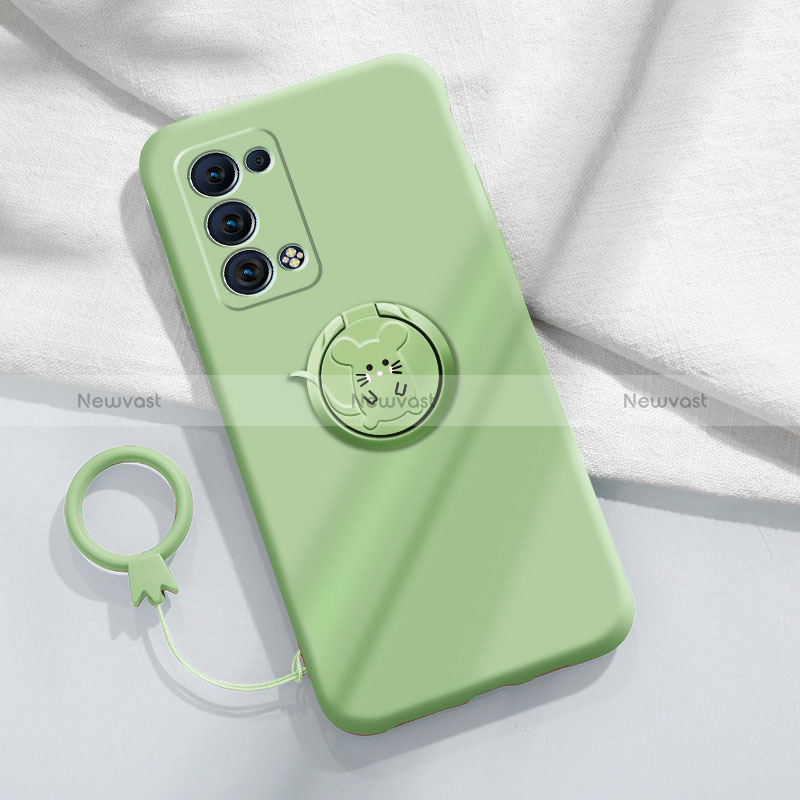 Ultra-thin Silicone Gel Soft Case Cover with Magnetic Finger Ring Stand for Oppo Reno6 Pro 5G