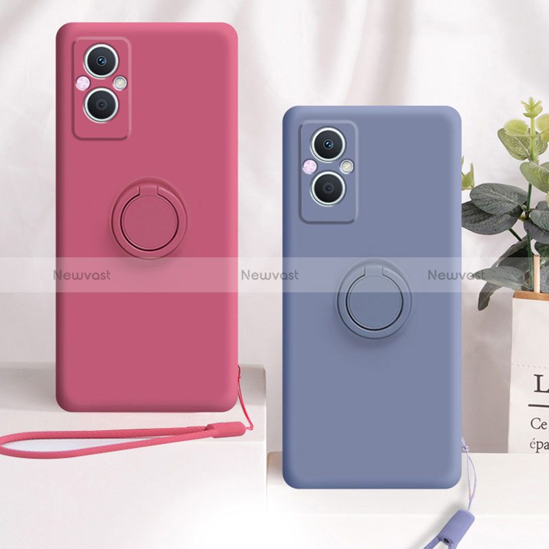 Ultra-thin Silicone Gel Soft Case Cover with Magnetic Finger Ring Stand for Oppo Reno7 Lite 5G