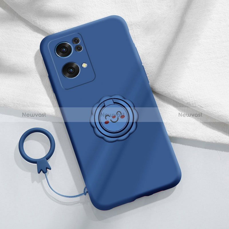 Ultra-thin Silicone Gel Soft Case Cover with Magnetic Finger Ring Stand for Oppo Reno7 Pro 5G