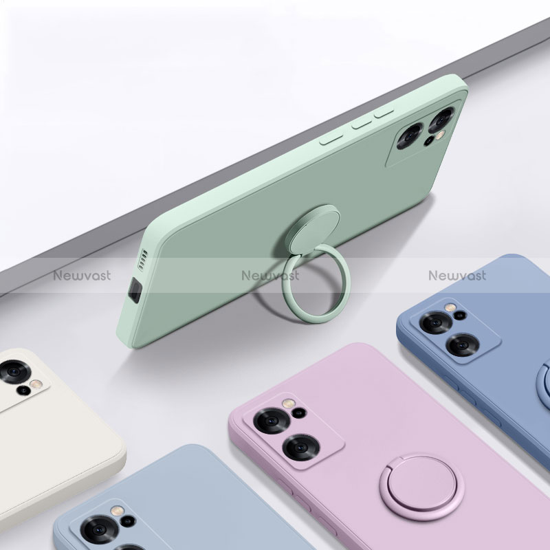 Ultra-thin Silicone Gel Soft Case Cover with Magnetic Finger Ring Stand for Oppo Reno7 SE 5G