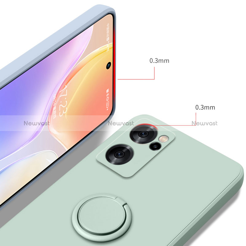 Ultra-thin Silicone Gel Soft Case Cover with Magnetic Finger Ring Stand for Oppo Reno7 SE 5G