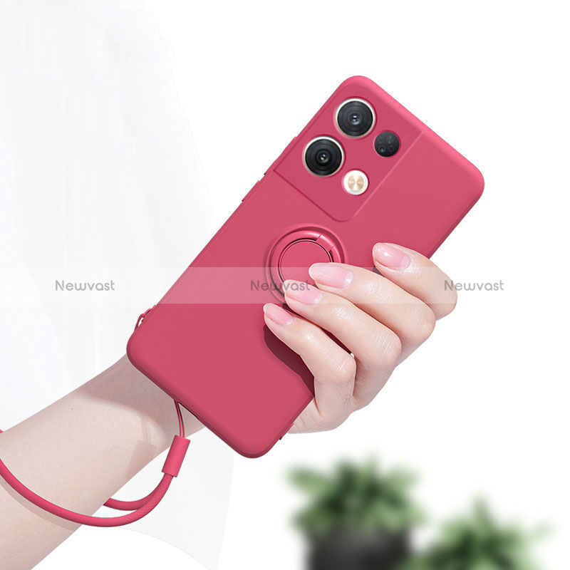 Ultra-thin Silicone Gel Soft Case Cover with Magnetic Finger Ring Stand for Oppo Reno8 5G