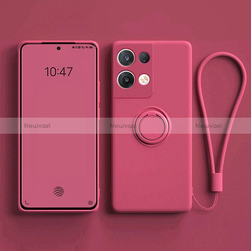 Ultra-thin Silicone Gel Soft Case Cover with Magnetic Finger Ring Stand for Oppo Reno8 5G