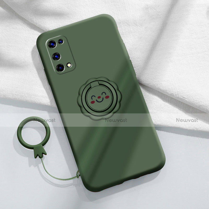 Ultra-thin Silicone Gel Soft Case Cover with Magnetic Finger Ring Stand for Realme Q2 Pro 5G