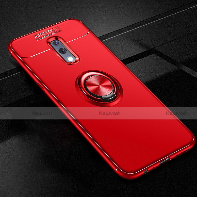 Ultra-thin Silicone Gel Soft Case Cover with Magnetic Finger Ring Stand for Realme X Red