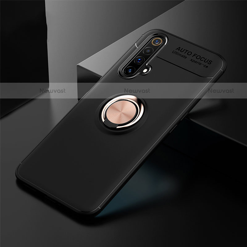 Ultra-thin Silicone Gel Soft Case Cover with Magnetic Finger Ring Stand for Realme X3 Gold and Black