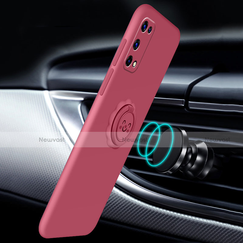 Ultra-thin Silicone Gel Soft Case Cover with Magnetic Finger Ring Stand for Realme X7 5G