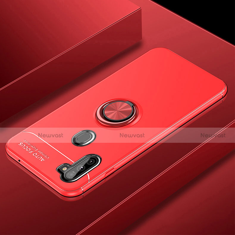 Ultra-thin Silicone Gel Soft Case Cover with Magnetic Finger Ring Stand for Samsung Galaxy A11 Red