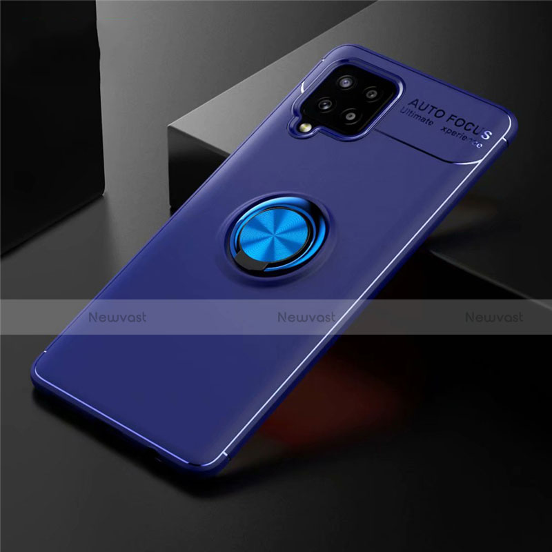 Ultra-thin Silicone Gel Soft Case Cover with Magnetic Finger Ring Stand for Samsung Galaxy A42 5G Blue
